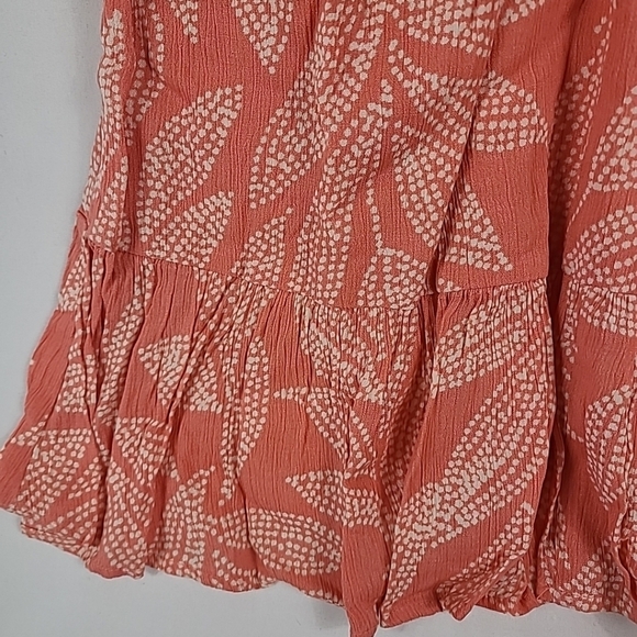 NEW Elan Women's Summer Mini Flowy Sundress Coral Ivory Spaghetti Strap Sz L - Picture 5 of 7